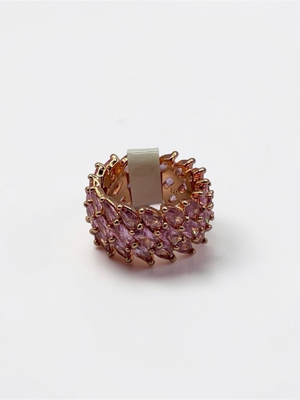 Bomb Party Rose Gold-Tone Pink CZ Statement Ring Size 7